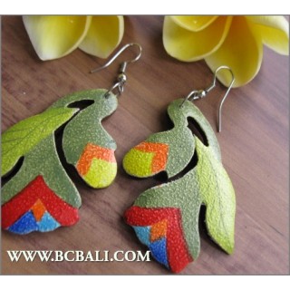 Balinese Earrings Carving Painting Wooden Bali